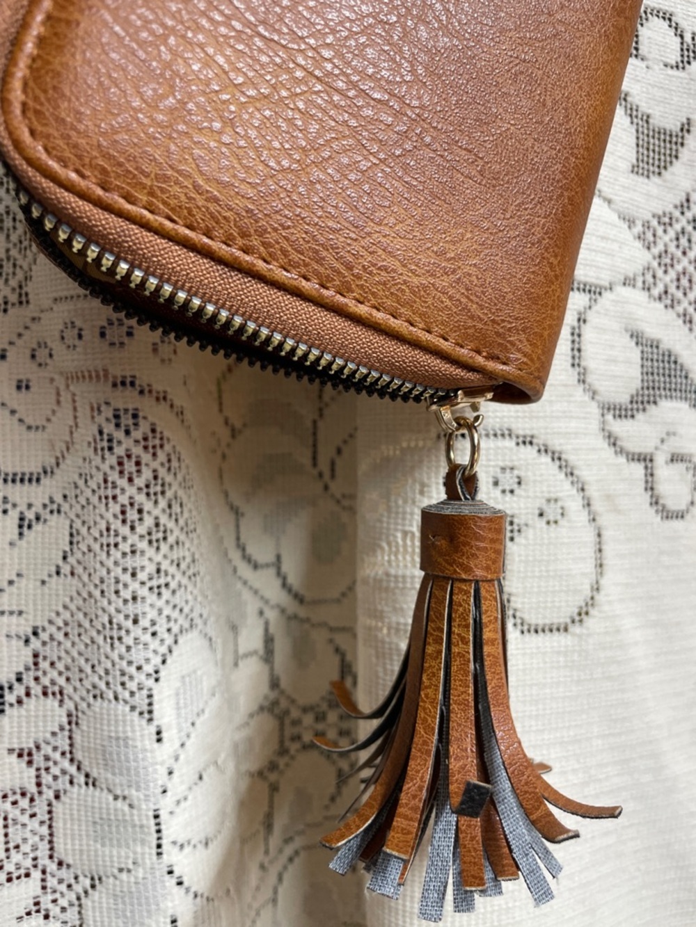 French Connection Black Sequin Round Crossbody & Brown Wristlet - Picture 6 of 9